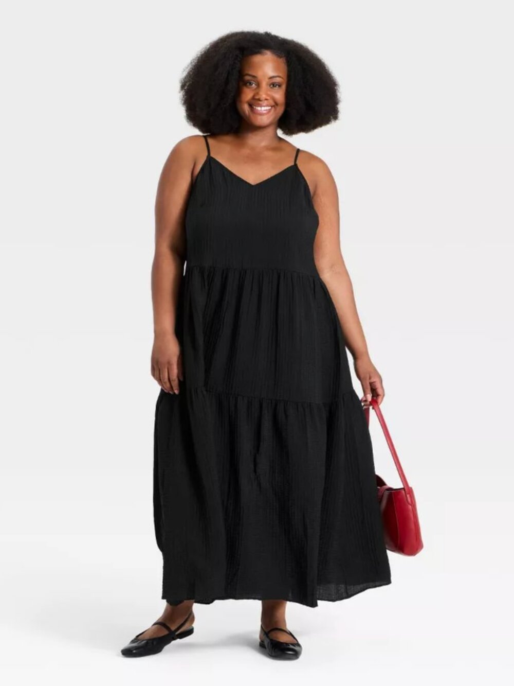 NWT Women's Tiered Maxi Sundress - A New Day Black 1X Target